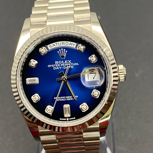 2022 Rolex Day Date Blue Ombré White Gold President - Picture 2 of 8
